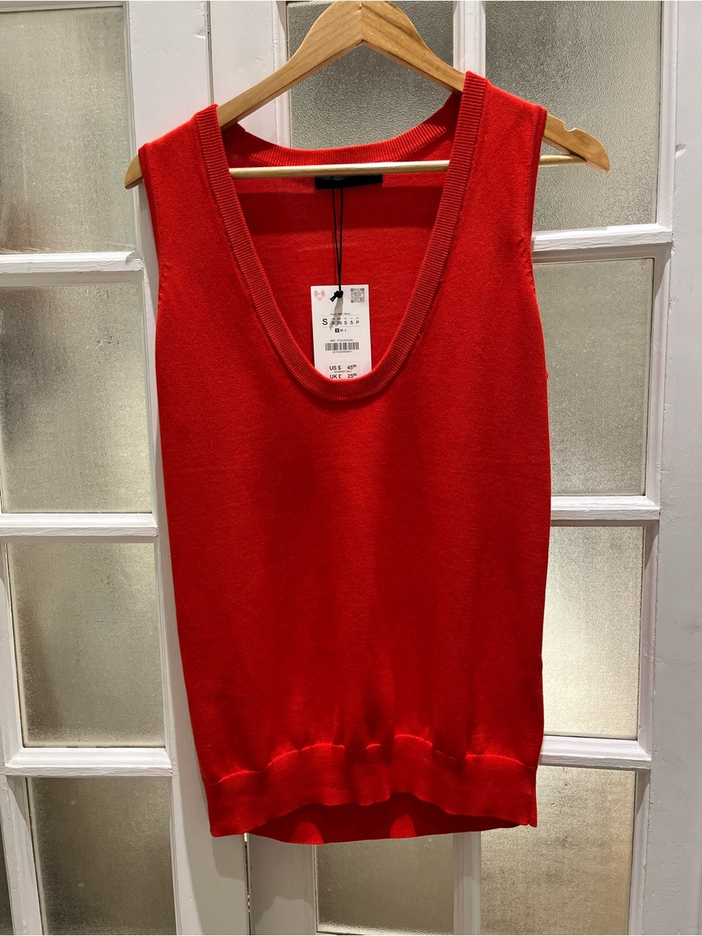 Zara Red Knit Scoop Neck Tank